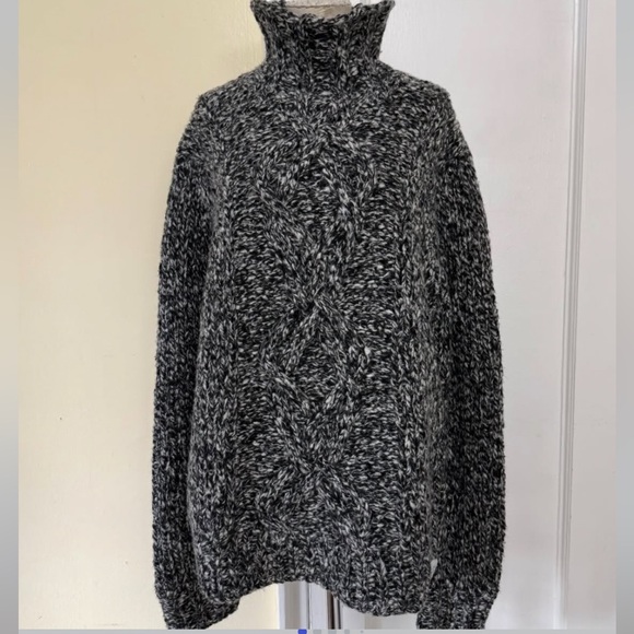 TODD SNYDER Tweed Cable Knit Turtleneck Sweater